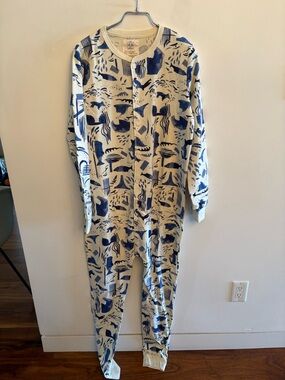 Unisex Modern Print Hipster Fisherman Farm patterned Onesie Pyjamas size Small